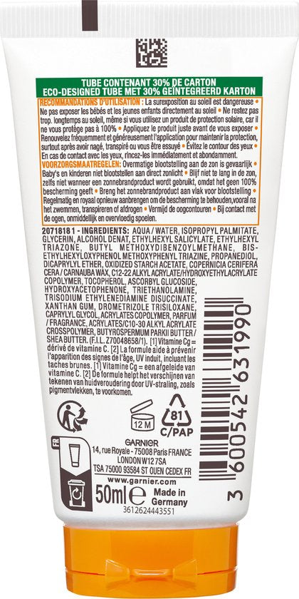 Garnier Ambre Solaire Hydra 24H Protect Lotion Zonnebrandcrème SPF 50+ 50ml - Reisformaat