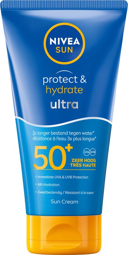 NIVEA SUN Protect & Hydrate Ultra Zonnebrand Crème - SPF 50+ - Zeer waterproof - Zonnecrème - Met Vitamine E - 150 ml - Beschadigde verpakking