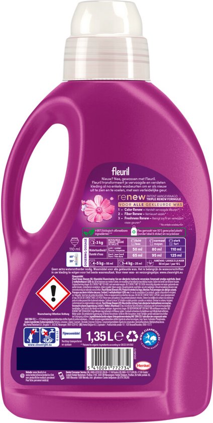 Fleuril Liquid Detergent Renew Coloured Laundry 27 Washes 1.35 litres