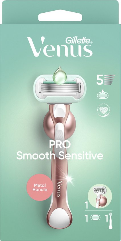 Gillette Venus Pro Smooth Sensitive Scheersysteem - Voor de Gevoelige Huid - 1 Handvat + 1 Scheermesje