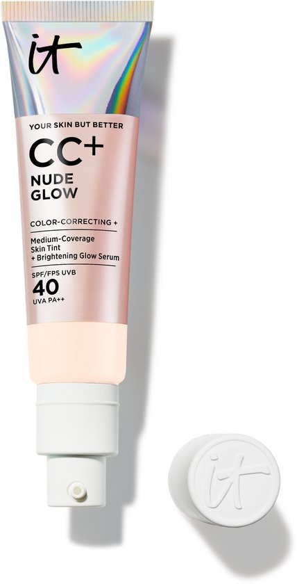 IT Cosmetics Your Skin But Better CC+ Nude Glow SPF40 Foundation - Lichte Textuur - Glow Serum met 2% Niacinamide, Hyaluronzuur, Groene thee-extract en SPF 40 - Fair Porcelain - 32ml