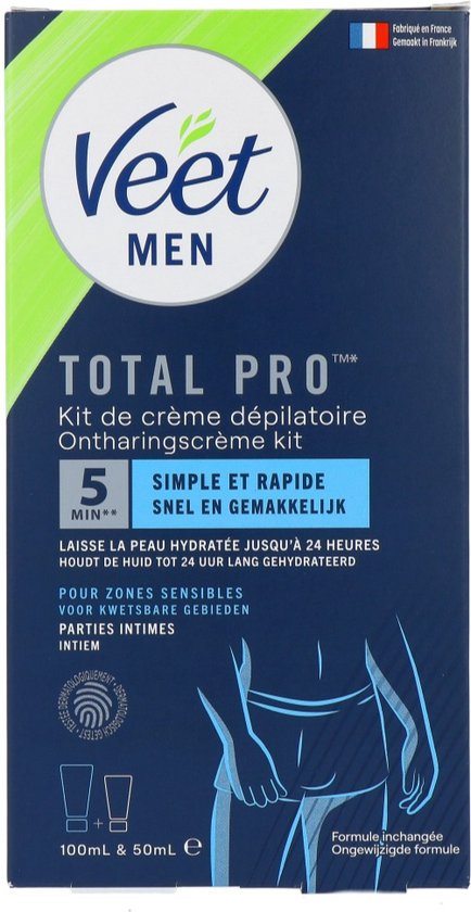 Veet - Men - Enthaarungsset für Intimbereiche - Enthaarungscreme und Aftercare - 100 ml + 50 ml - Verpackung beschädigt