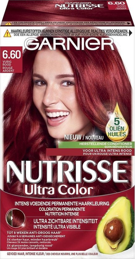 Garnier Nutrisse Ultra Color Haarfärbemittel – 6,60 Fiery Red – Verpackung beschädigt