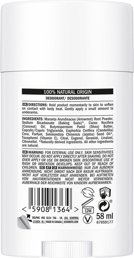 Schmidt's Charcoal + Magnesium Natural Deodorant Stick 75 g