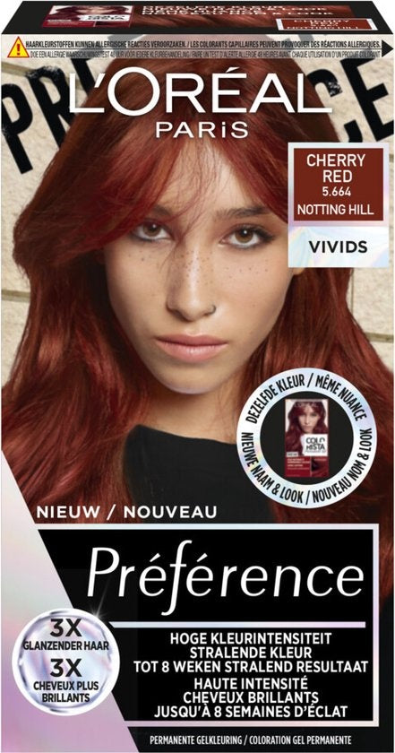 L'Oréal Paris Préférence Vivids 5.664 – Cherry Red Notting Hill – Permanente Haarfarbe – Verpackung beschädigt