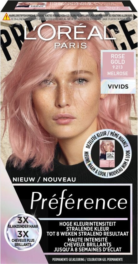 L'Oréal Preference Vivids Haarfarbe Roségold 9.213 Melrose – Verpackung beschädigt