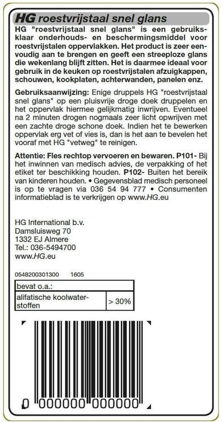 HG roestvrijstaal beschermer - 125ml - snel en eenvoudig