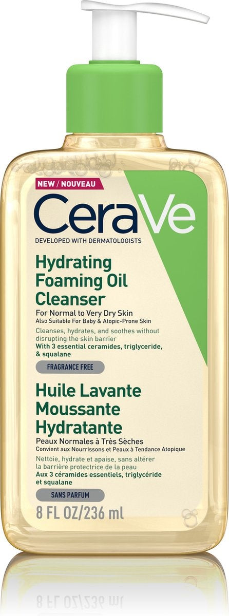 CeraVe - Hydrating Foaming Oil Cleanser - voor normale tot droge huid - 236ml - verpakking beschadigd/ pompje ontbreekt