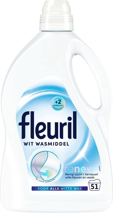 Fleuril Renew White - Liquid Detergent - White Laundry - Value Pack - 51 Washes