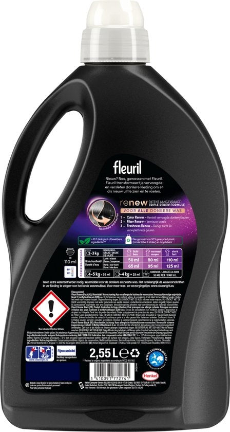 Fleuril Renew Black - Liquid Detergent - Black Laundry - Value Pack - 51 Washes