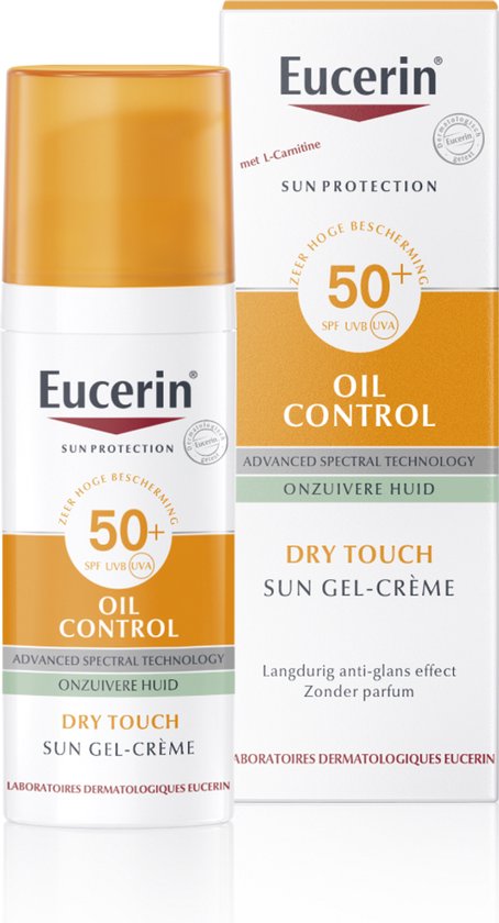 Eucerin Sun Oil Control Gel-Creme Sonnenschutz fürs Gesicht – LSF 50+ – Sonnenschutz für fettige und zu Akne neigende Haut – 50 ml