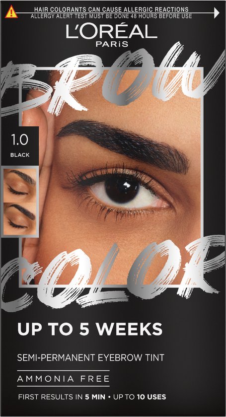 L'Oréal Paris Brow Color wenkbrauwverf - getinte wenkbrauwen tot wel 5 weken* - resultaten na 5 min. - 1.0 Black - 30 ml - Verpakking beschadigd