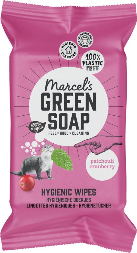 Marcel's Green Soap Cleaning Wipes - Hygienic cleaning wipes - Patchouli &amp; Cranberry - 60 pieces