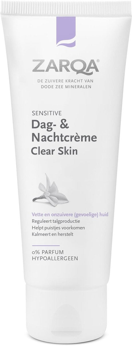 ZARQA Dag- en Nachtcrème Clear Skin (reguleert talgproductie) - 75 ml - Verpakking beschadigd