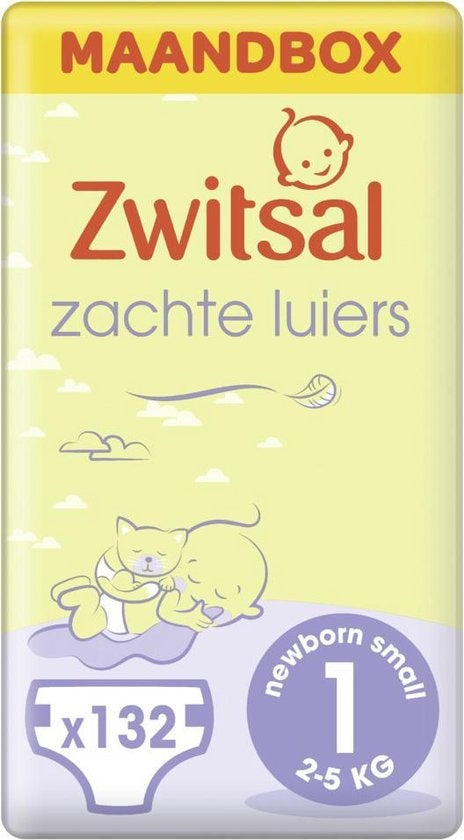 Zwitsal Diapers New Born - Size 1 - 132 pieces - Value pack