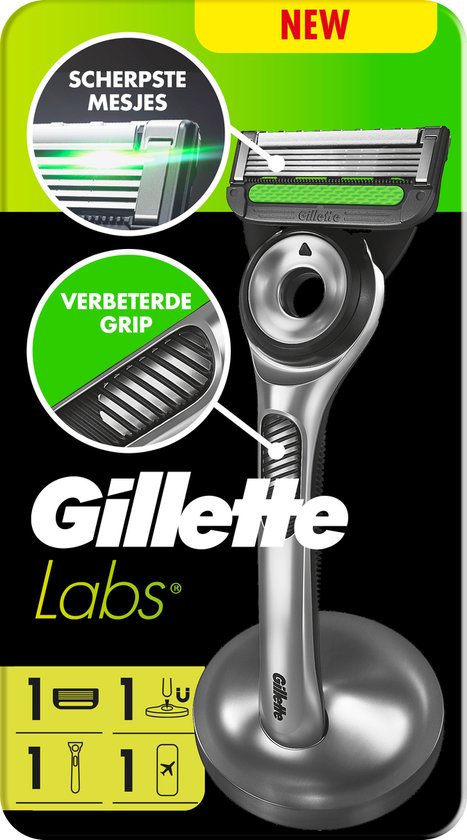 GilletteLabs Exfoliating Strip Shaving System - 1 Handle + 1 Blade + 1 Magnetic Holder + 1 Travel Case - Packaging damaged