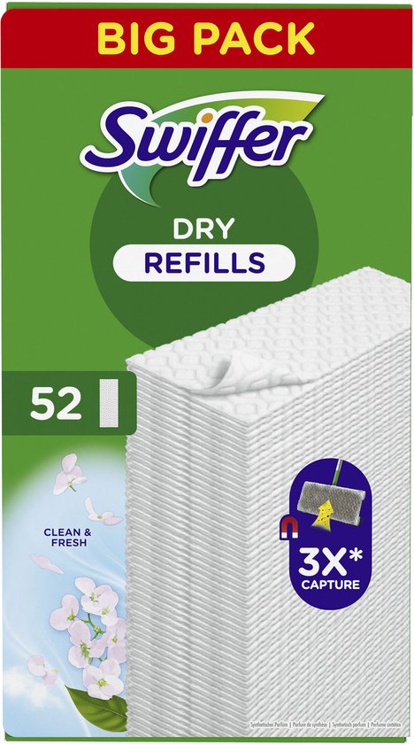 Swiffer Floor Wipes - Floor Cleaner Refill Dry Wipes 52 Wipes (4x13)