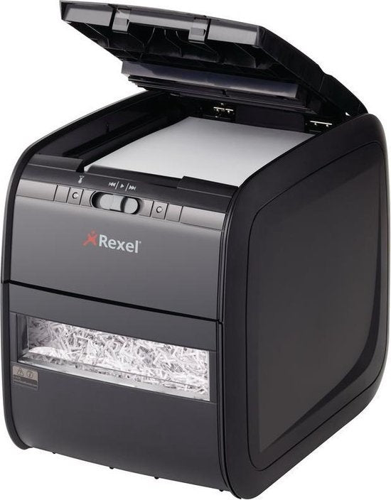 Rexel 90X Paper Shredder for Office and Home Work - Security Level: DIN P- 3 Cuts - Up to 12 A4 Sheets - Shreds Documents, Credit Cards, Staples and Paper Clips - 20 Litre Waste Bin - Black - Ideal for Home Office/Home Workplace