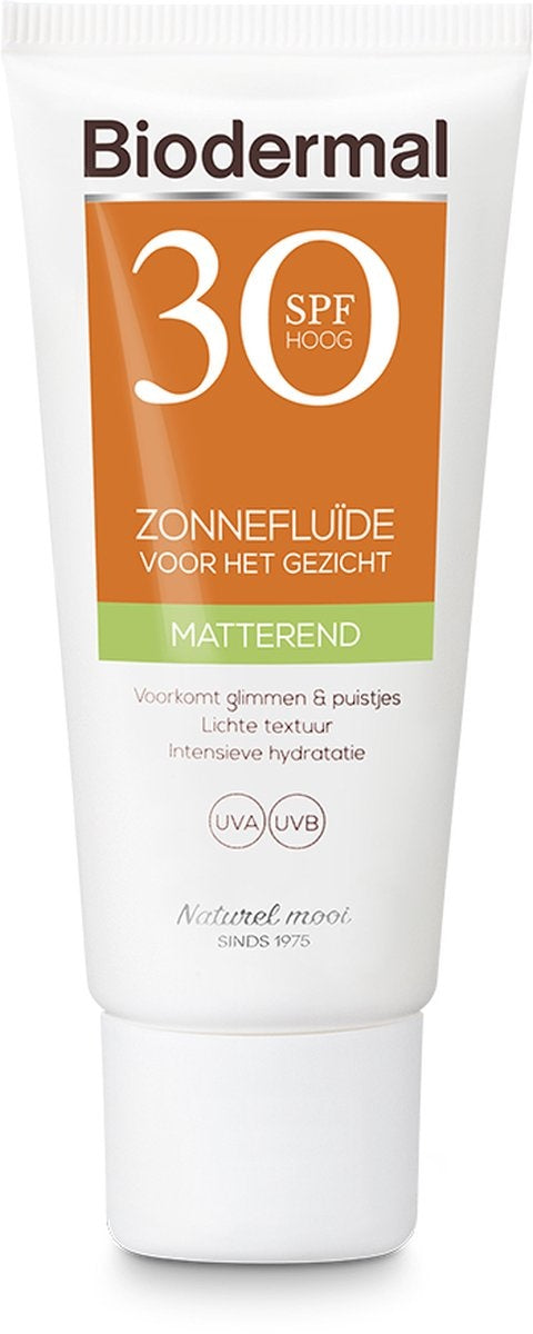 Biodermal Zonnebrand - Matterende Zonnefluïde voor het gezicht SPF 30 - 40ml