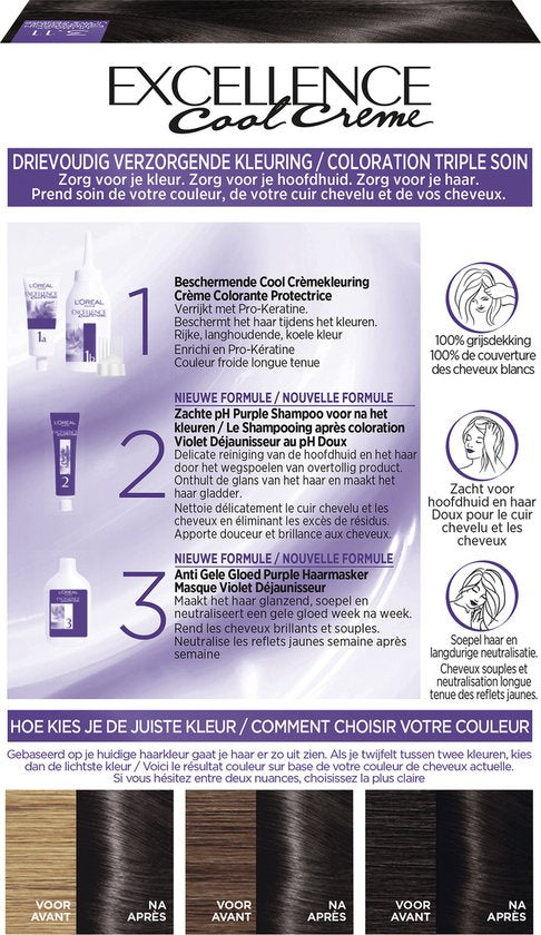 L'Oréal Paris Excellence Cool Crème 3.11 - Ultra Kühles Dunkelbraun - Permanente Haarfarbe