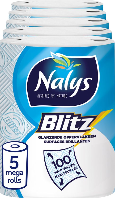 Nalys Blitz Keukenpapier - 5 Mega rollen - 3 lagen - Voordeelverpakking