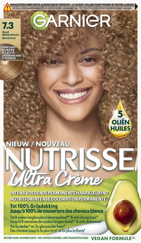 Garnier Nutrisse Ultra Crème 7.3 - Goudblond - Intens voedende permanente haarkleuring - Verpakking beschadigd