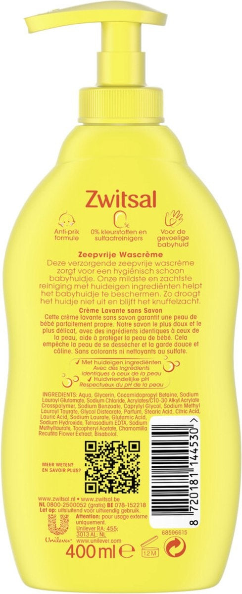 Zwitsal Soap-free Washing Cream 400 ml