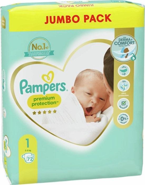 Pampers Premium Protection Größe 1 (2–5 kg) – 216 Windeln