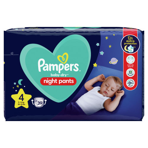 Pampers Night Pants – Größe 4 (9–15 kg) – 39 Windelhosen – Verpackung beschädigt