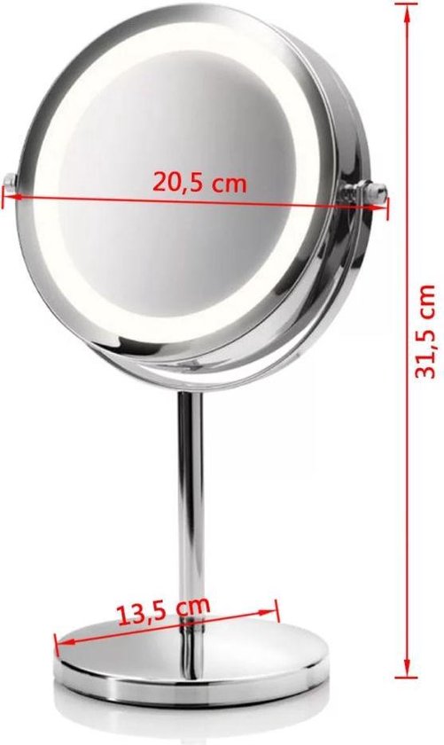 Make Up Mirror - LED lighting - 5x magnification - white - 15 cm - Packaging damaged