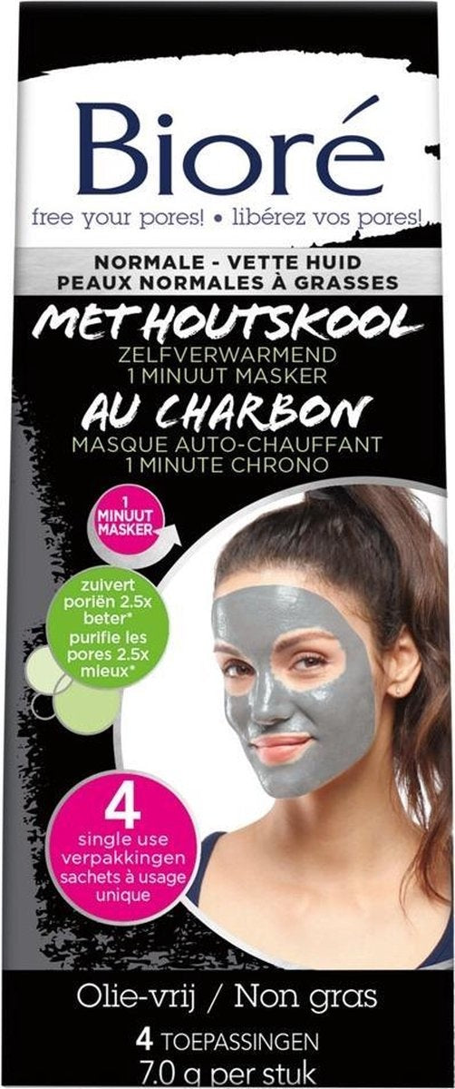 Bioré 1-Minuten-Maske mit Aktivkohle - 4 Stk.