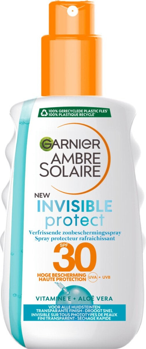 Garnier Ambre Solaire Invisible Protect Refresh Transparent Bronze Sonnenschutzspray LSF 30 – 200 ml – Kappe fehlt