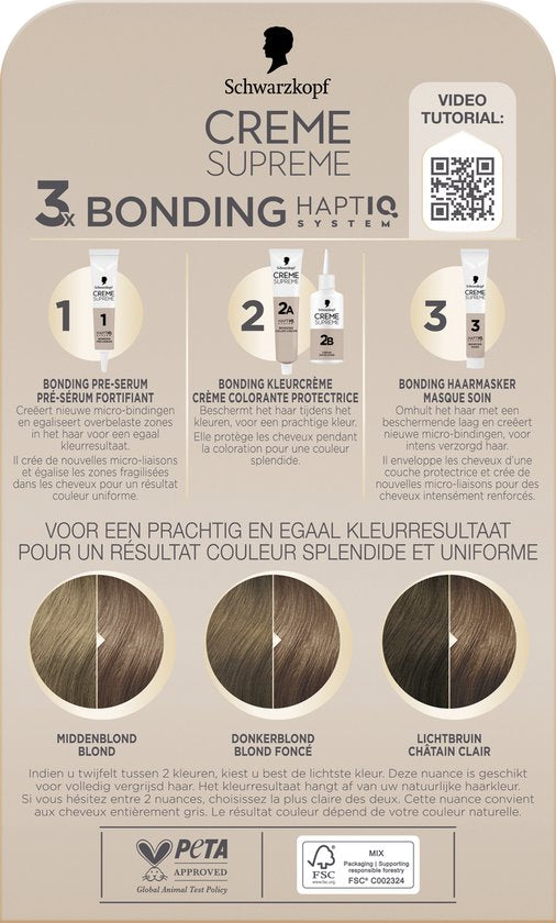 Schwarzkopf - CREME SUPREME 7-16 - Haarkleuring - Cool Donker Asblond