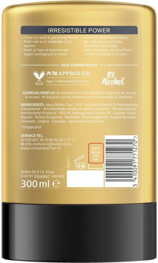 Taft Men Power Gel Irresistible Power Hold 8 - 300 ml