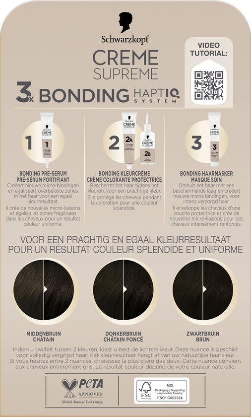Schwarzkopf - CREME SUPREME 3-0 - Haarkleuring - Natuurlijk Extra Donkerbruin - Permanente Haarverf - 245g - Verpakking beschadigd