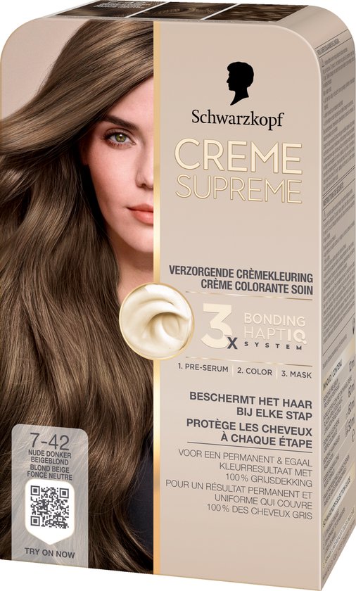 Schwarzkopf - CREME SUPREME 7-42 - Haarkleuring - Nude Donker Beigeblond