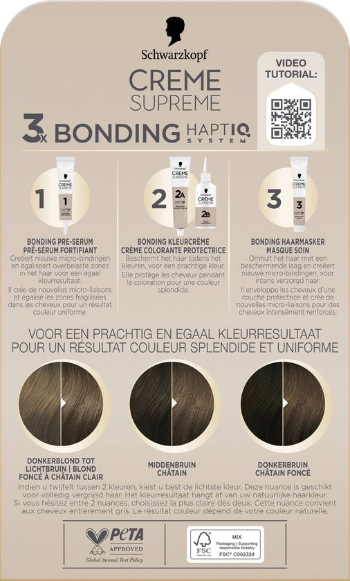 Schwarzkopf - CREME SUPREME 6-0 - Haarkleuring - Natuurlijk Lichtbruin - Permanente Haarverf - 245g - Verpakking beschadigd