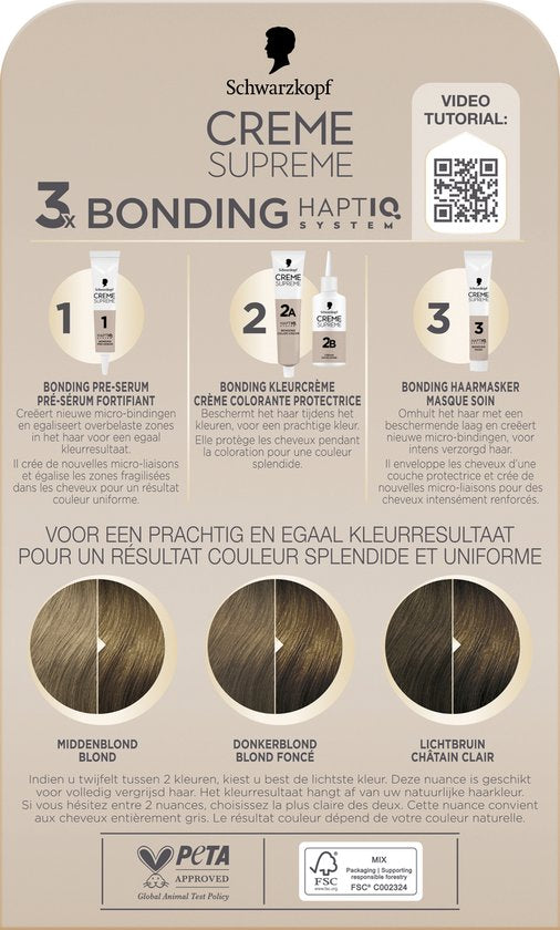 Schwarzkopf - CREME SUPREME 7-0 - Haarkleuring - Natuurlijk Donkerblond - Permanente Haarverf - 245g - Verpakking beschadigd