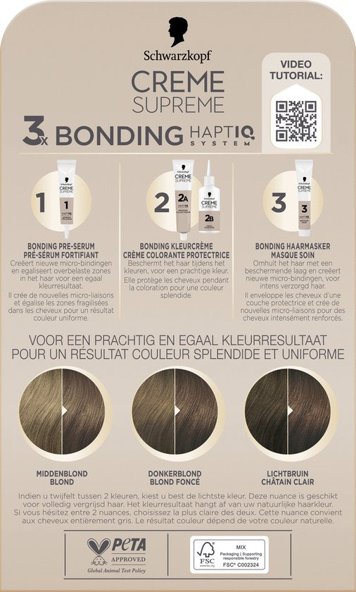 Schwarzkopf - CREME SUPREME 7-42 - Haarkleuring - Nude Donker Beigeblond