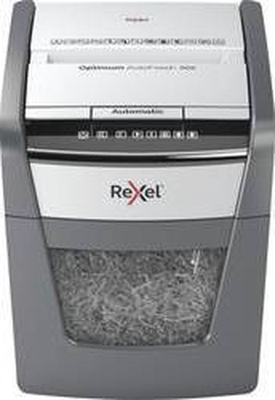 Rexel Optimum AutoFeed+ 50X Flüsterleiser Aktenvernichter mit Anti-Jam-Jam-Technologie für Heimbüro/Heimarbeitsplatz – Aktenvernichter P-4 – Eingabe von bis zu 50 Blatt – 20-Liter-Auffangbehälter – Schwarz