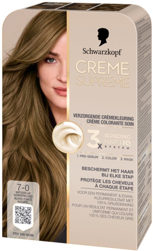 Schwarzkopf - CREME SUPREME 7-0 - Haarkleuring - Natuurlijk Donkerblond - Permanente Haarverf - 245g - Verpakking beschadigd