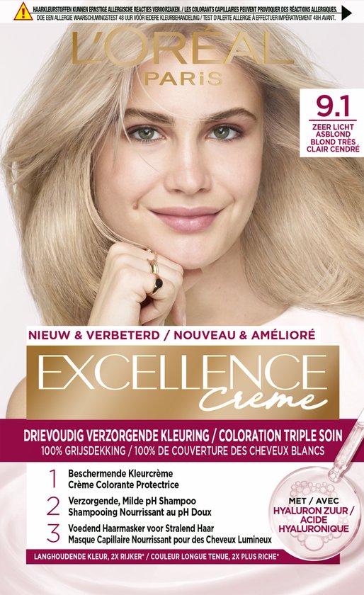 L'Oréal Paris Excellence Crème Zeer Licht Asblond 9.1 - Haarverf