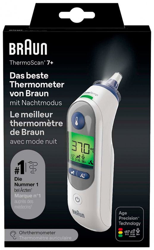 Braun Thermoscan 7+ Oorthermometer met nachtmodus - accessoires inbegrepen