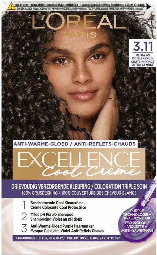 L'Oréal Paris Excellence Cool Crème 3.11 - Ultra Kühles Dunkelbraun - Permanente Haarfarbe