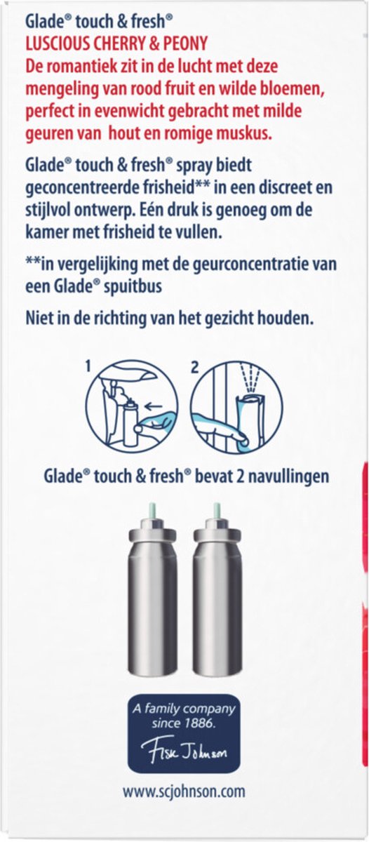 Glade Lufterfrischer Touch &amp; Fresh Nachfüller Duo Kirsche &amp; Pfingstrose 2x10 ml