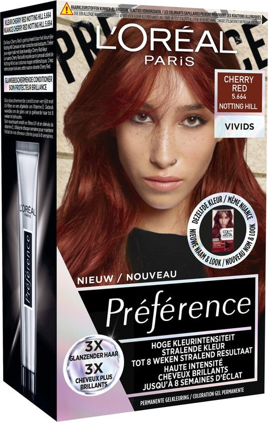 L'Oréal Paris Préférence Vivids 5.664 – Cherry Red Notting Hill – Permanente Haarfarbe – Verpackung beschädigt