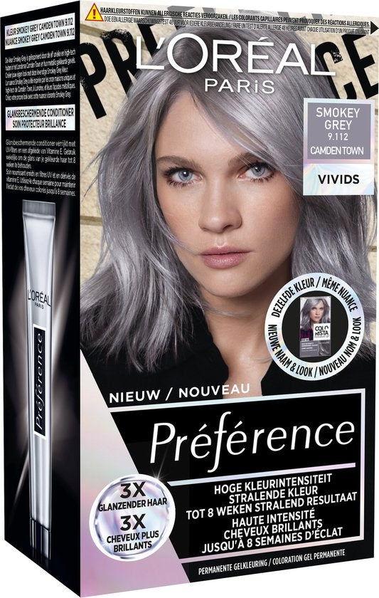 L'Oréal Paris Préférence Vivids 9.112 – Smokey Grey Camden Town – Permanente Haarfarbe – Verpackung beschädigt