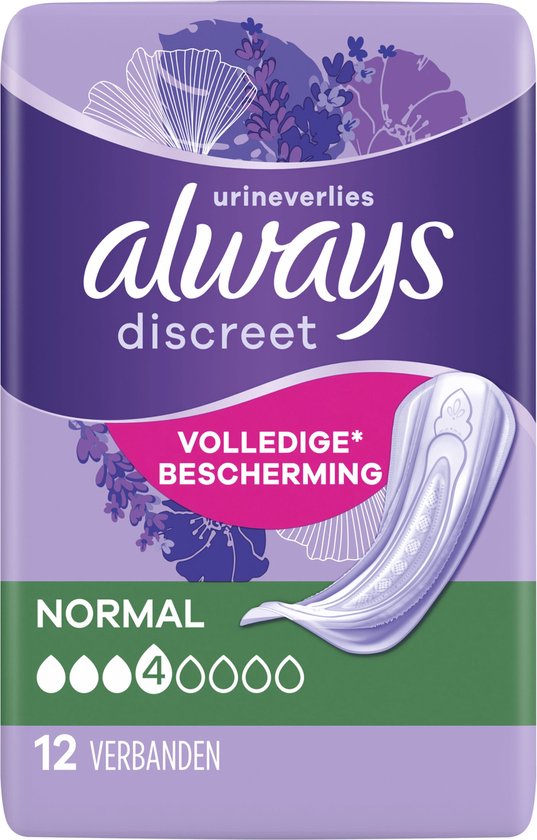 Always Discreet Verband Voor Urineverlies Dames Normal - 4 x 12 Verbanden