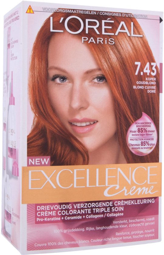 L'Oréal Paris Excellence Crème Goud Koperblond 7.43 - Permanente Haarkleuring