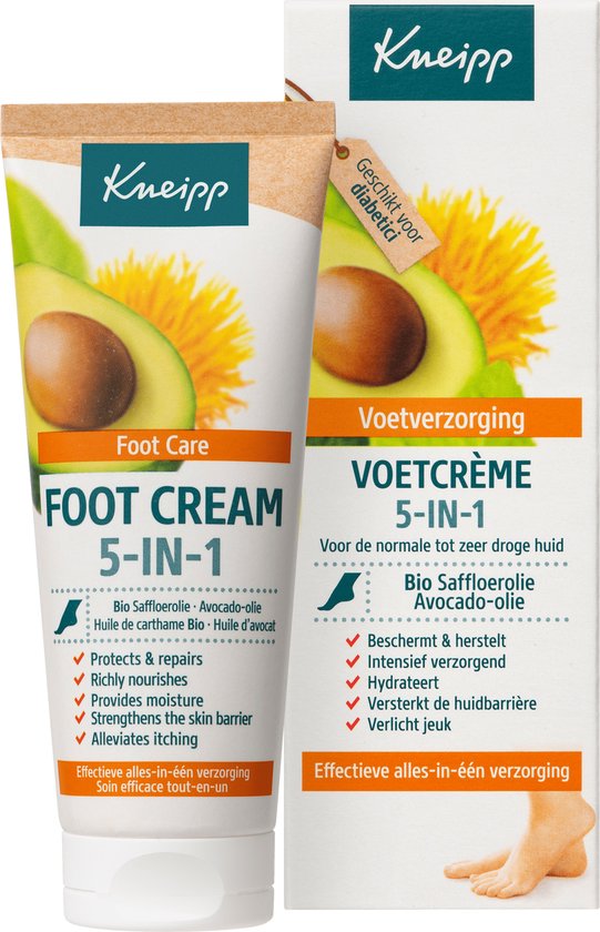 Kneipp Voetcrème 5-in-1 - Verlicht jeuk - Beschermt, hydrateert en herstelt de voeten - 75 ml - Verpakking beschadigd